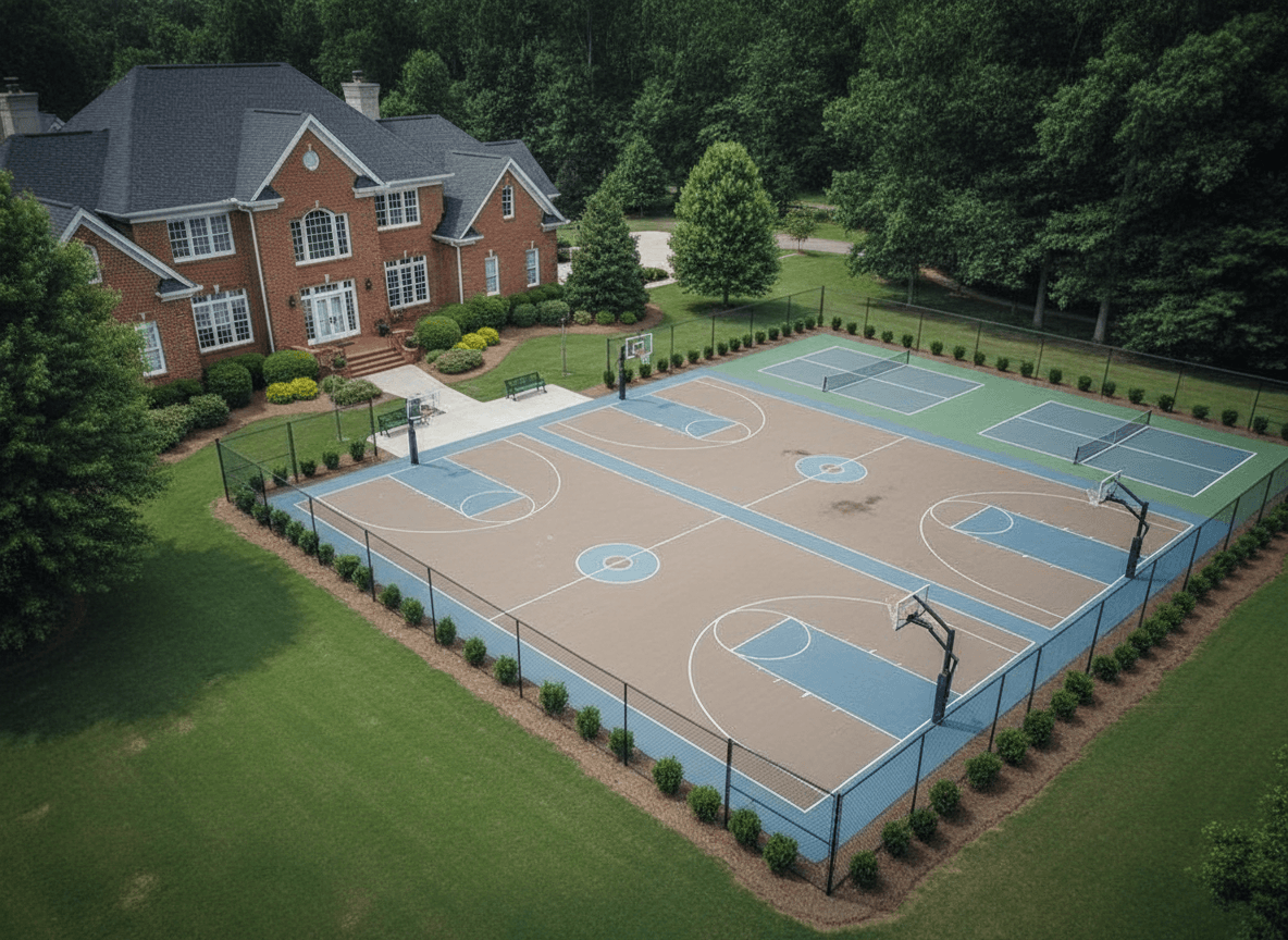 A sports court builder job seen in full