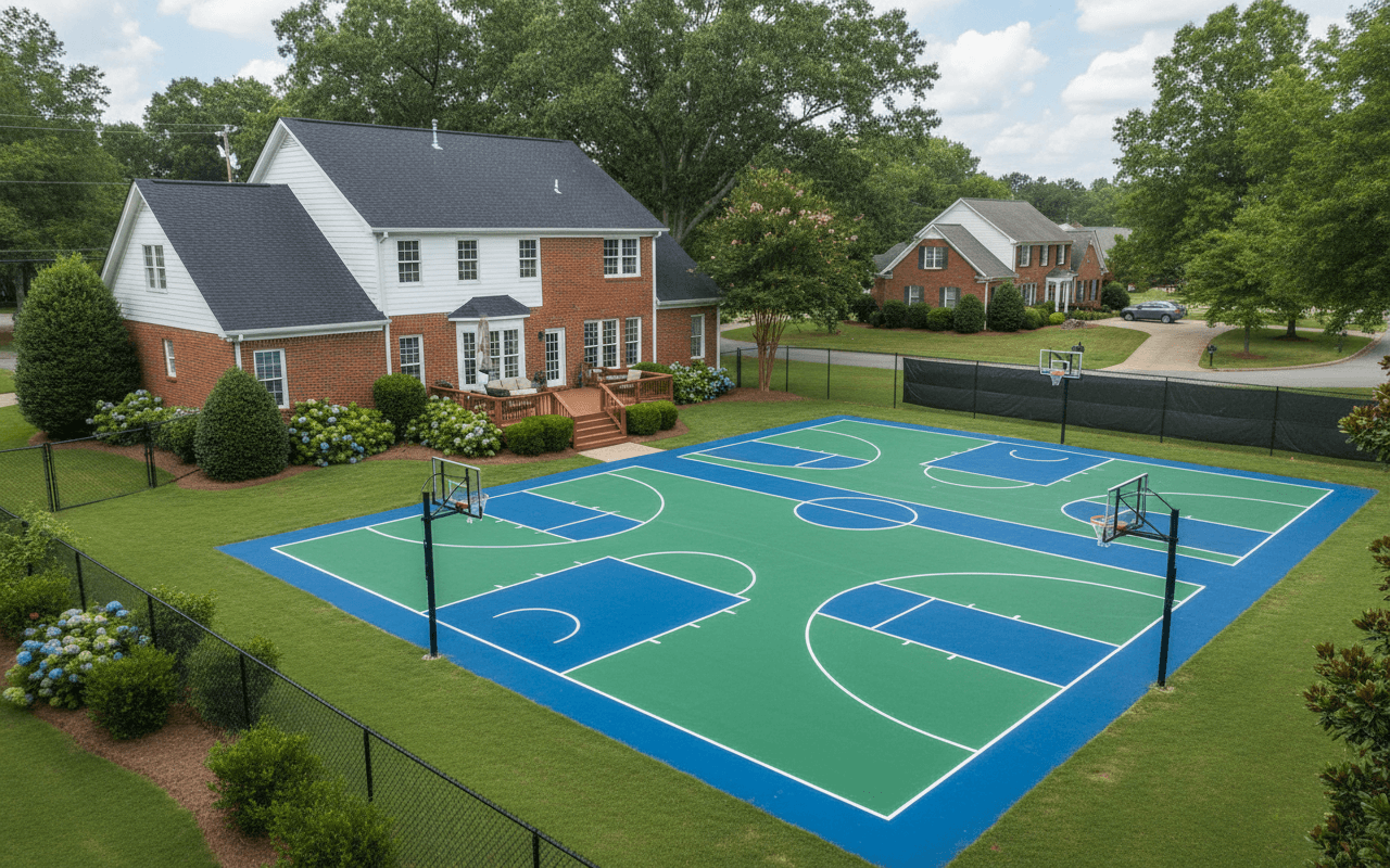 A finished sports court builder project